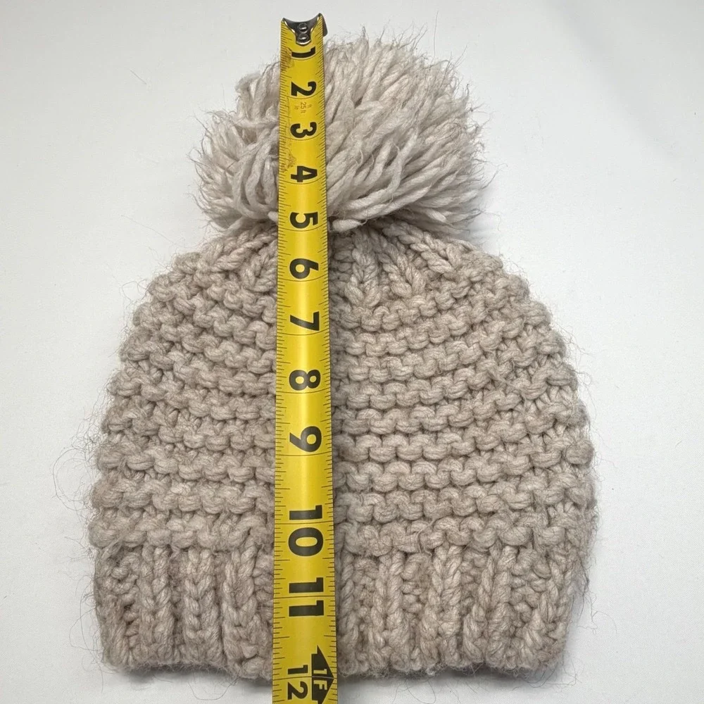 Nardi & Tagliaferri Chunky Knit Wool Alpaca Pom Beanie |‎ Made in Italy | Cream